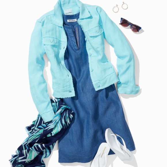 NWT TOMMY BAHAMA Sea Glass Linen Shift Dress XS/TP - Picture 9 of 16